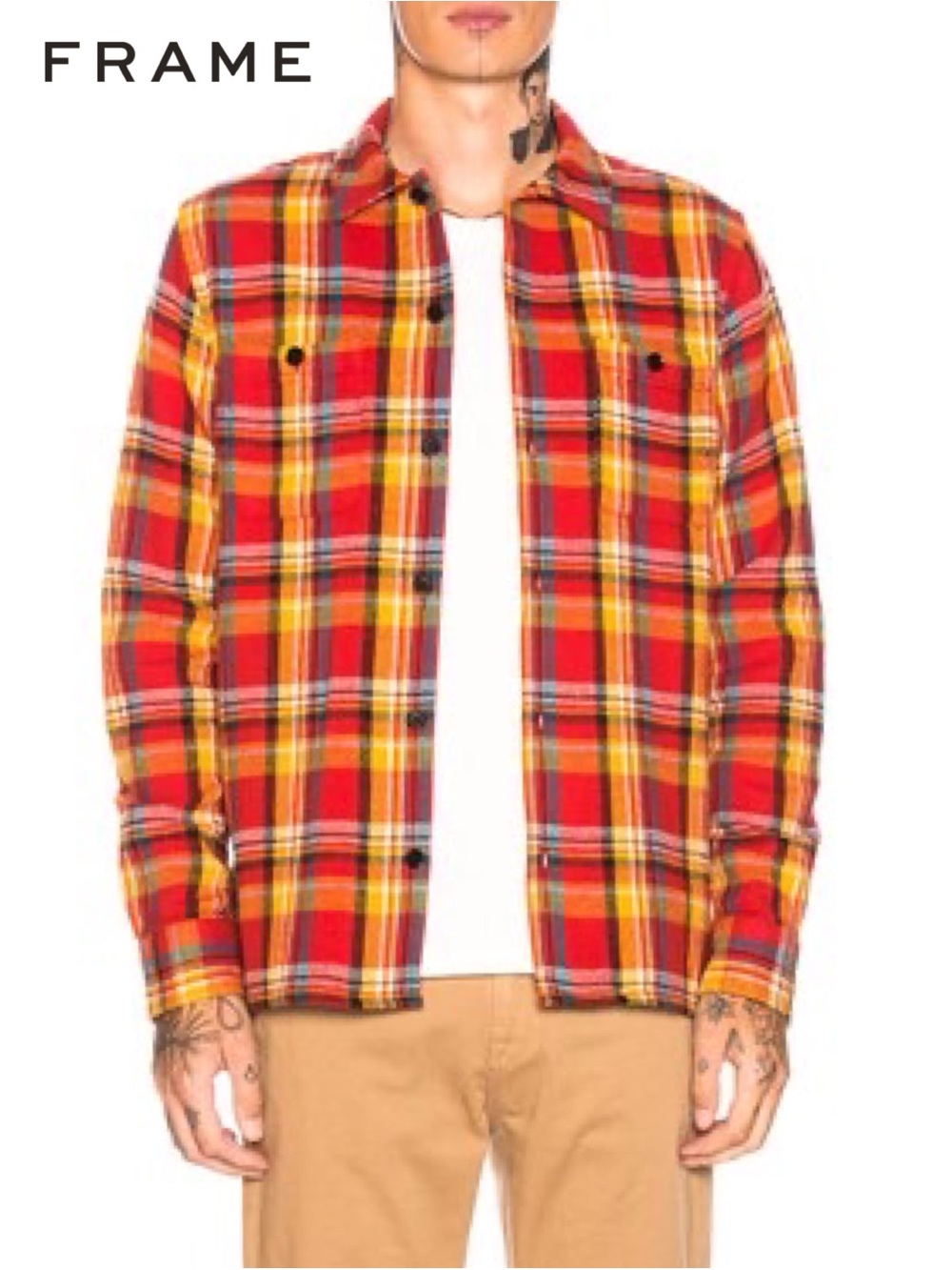 FRAME Flannel Shirt Jacket Dark Rouge Multi Plaid Button Up Shaket Men’s XS